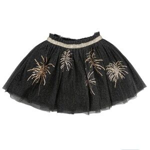 Billieblush Black Skirt with Gold Embroidery